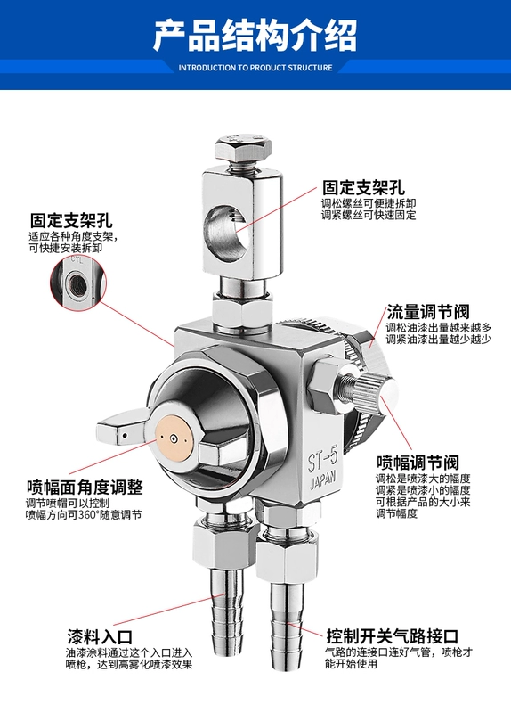 phun sơn cầm tay Rongchen ST-6 vỉ máy phun tự động ST-5 thông lượng sơn sóng hàn vòi phun keo khí nén súng phun máy sơn mini phun son xe may