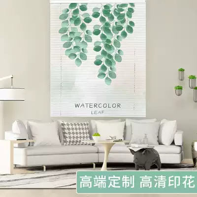 Printed Louver Curtain Nordic blackout lifting roller shutter kitchen powder room aluminum alloy toilet home punch-free