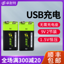 Zhuo Kite 9V rechargeable battery multimeter instrument smoke alarm wireless microphone 9 volt square USB lithium battery