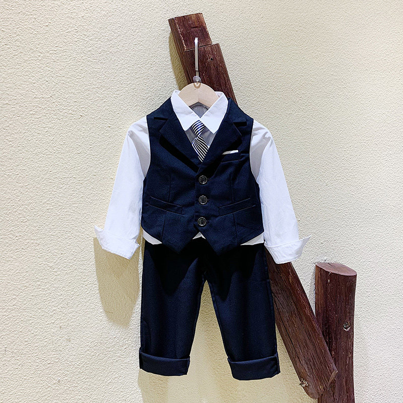 Children's gown suit boy suit Spring and autumn handsome flower boy Yinglun Wind baby's birthday Western suit piano to play out