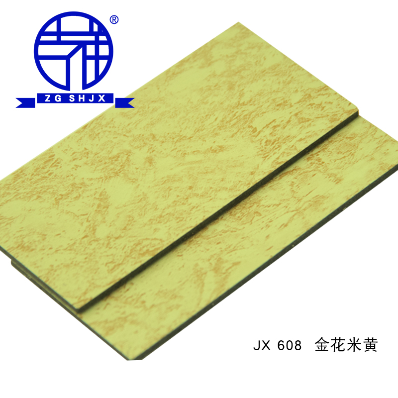 China Shanghai Jixiang aluminum plastic plate 3mm12 silk gold flower beige interior and exterior curtain wall advertising door head suspended ceiling dry hanging plate
