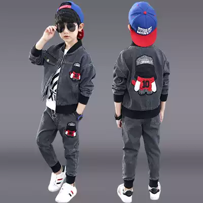 Boys' autumn suit 2021 New Korean children's cowboy three-piece foreign school handsome fashionable children's clothing