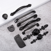 Cabinet door handle modern simple Drawer Wardrobe cabinet American black handle Nordic single hole kitchen cabinet door handle