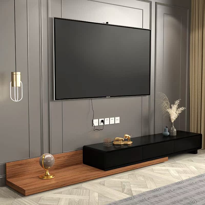 Nordic Living Room TV Cabinet Tea Table Combination Brief modern retractable TV cabinet Size family Type light and luxurious cabinet