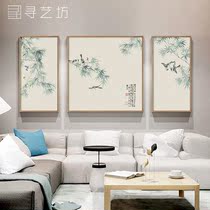 New Chinese Living Room Brief Atmosphere Triplex Decoration Painting Flowers Bird Mural Sofa Background Wall Group Painting China Wind Hang Painting