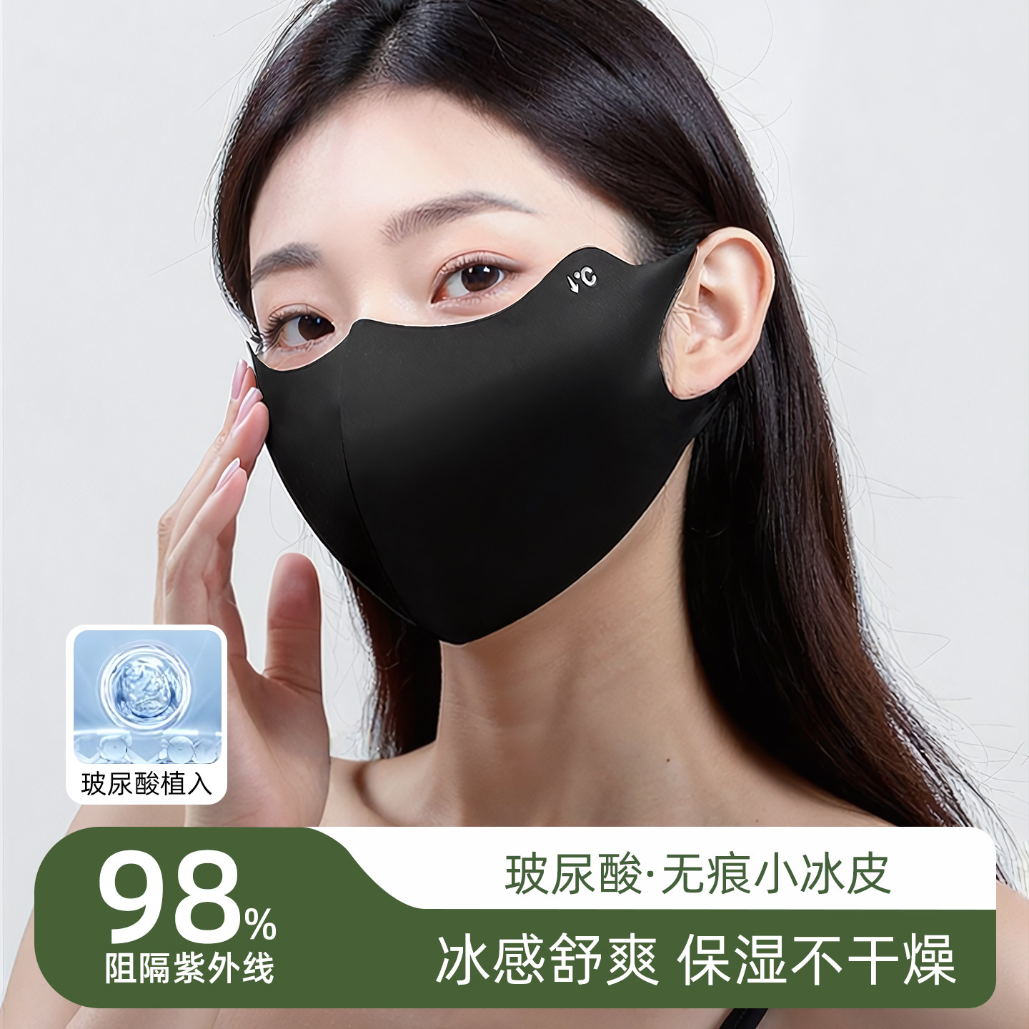 夏季轻薄防晒口罩女防紫外线高颜值2025新款3d立体无痕防晒面罩