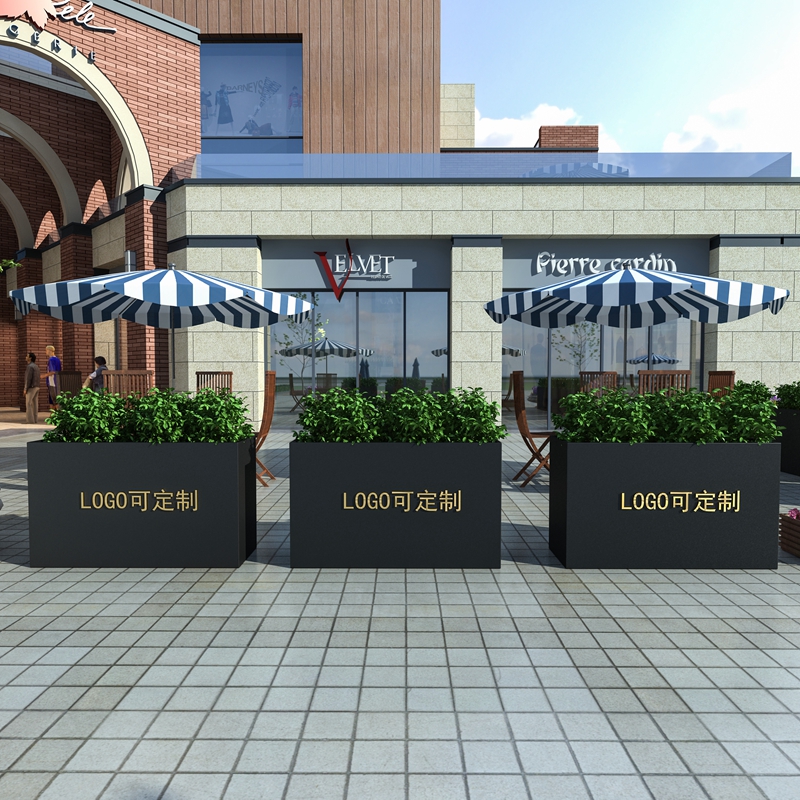 Iron Art Custom Outdoor Flower Case Combo Square Green Sample House Display Centre Commercial Street Flowers Altar Outdoor Enclosure Partition Flower Slot