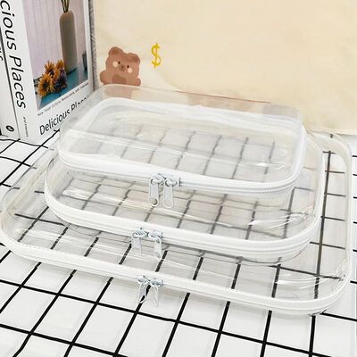 [1PC Plastic Zippered Pouch Hard Bins Storage Bins Stackable]