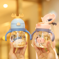 Baby water cup baby drink milk sucker Cup with handle gravity ball anti-drop dual-purpose drinking cup female