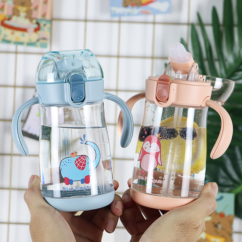 Child duckbill baby Drinking water cups with straw Home Milk Cup With Scale Anti-Fall Kid Drinking Cup