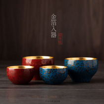 Ping An Society Fuzhou traditional lacquerware handmade rhinoceros leather gold cup Teacup Wine glass Master cup gift lacquer