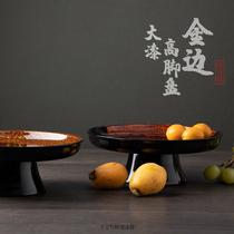 Ping An Institute Qiu Henming Great lacquer Phnom Penh High footed pan Fuzhou Traditional handmade lacquerware round tray fruit tray