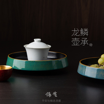 Ping An Society No matter the dragon scale pattern large lacquer pot Cheng Fuzhou handmade lacquerware tea set decoration gift