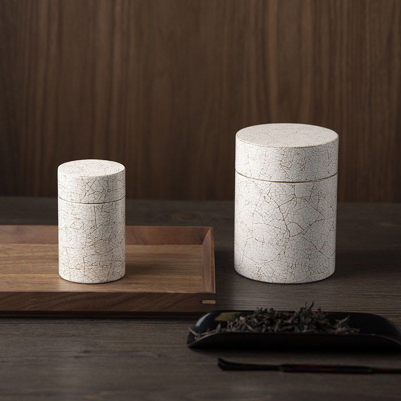 Heianshe lacquerable large lacquer eggshell tin can Collector's grade handmade lacquerware White tea set Storage jar