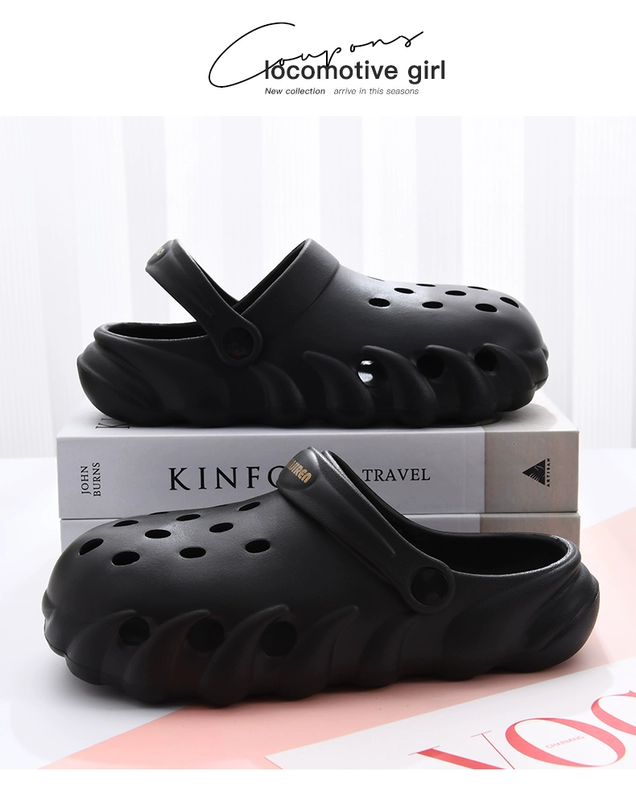 Giày Croc Nữ Áo khoác ngoài mùa hè Internet Người nổi tiếng Thời trang chống trượt Phòng phẫu thuật Baotou Nửa Kéo Đế mềm Đôi dép đi biển