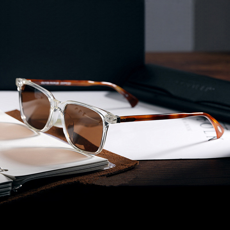 Retro black sunglasses male tide square transparent plate sunglasses female driving with near - vision polarizer