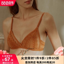Venus blessing thin section rimless lace French underwear does not bump small chest Sexy beauty back triangle cup bra