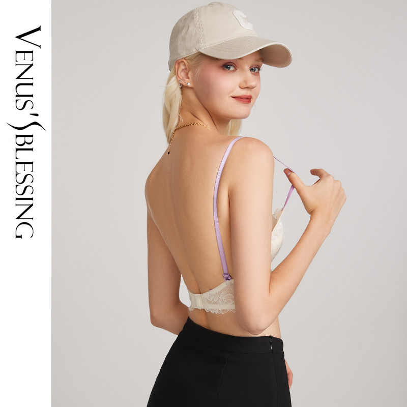 Venus wishes sexy U-shaped beautiful back underwear for women's new 2022 summer thin section with big breasts and small lace cute