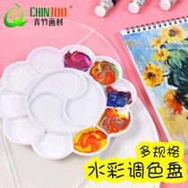 Oval three-line boundless palette Gouache acrylic paint Watercolor painting Plum color palette Student art supplies