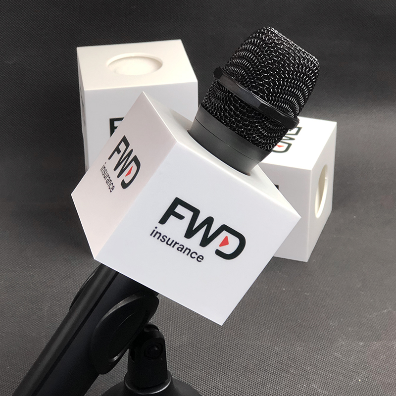 Microphone stand logo logo custom stand microphone box square box Media interview LOGO card 8times 7 microphone stand