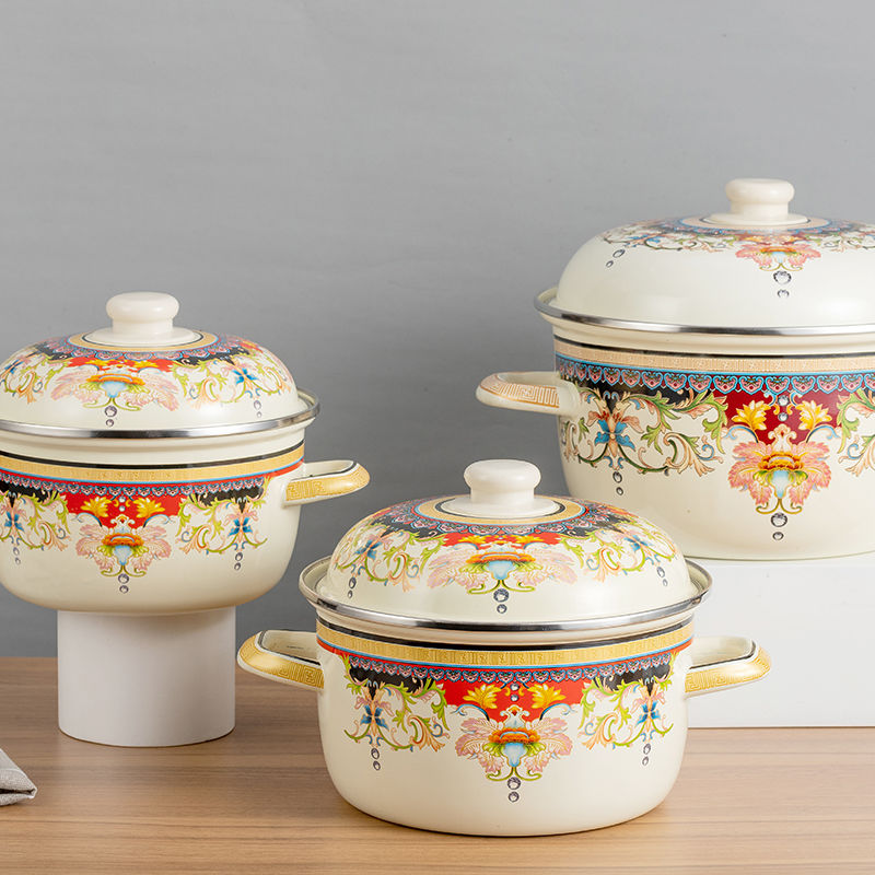 Palace restoring ancient ways with thick enamel enamel pot simmering saucepan ears large capacity induction cooker, kitchen'm gas home