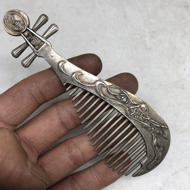 Ancient Play Antique Antique Objects Pipa Comb Bronze Comb Vintage National Wind Imitation Silver Comb Pendulum Pieces