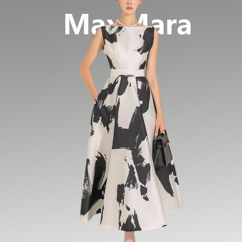 Max's Summer Dress for Women, High-End Sleeveless High-Waisted Striped Slimming Elegant Long A-Line Dress with a Large Hem Max's Summer Dress for Women, High-End Sleeveless High-Waisted Striped Slimming Elegant Long A-Line Dress with a Large Hem