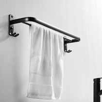 Bathroom hanging towel bar black bathroom double pole cool towel rack free hole toilet space aluminum single pole Nordic