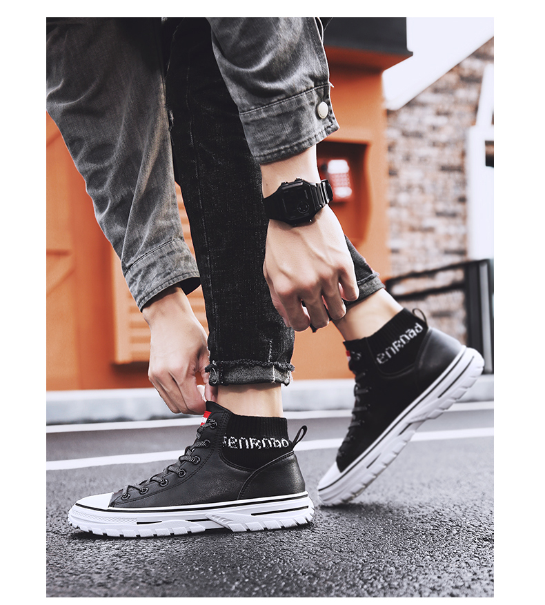 Giày nam cao cấp 2019 Giày trắng mới Giày thể thao nam Giày đỏ Giày nam Giày da Giày nam Giày thủy triều - Giay cao giay the thao nam
