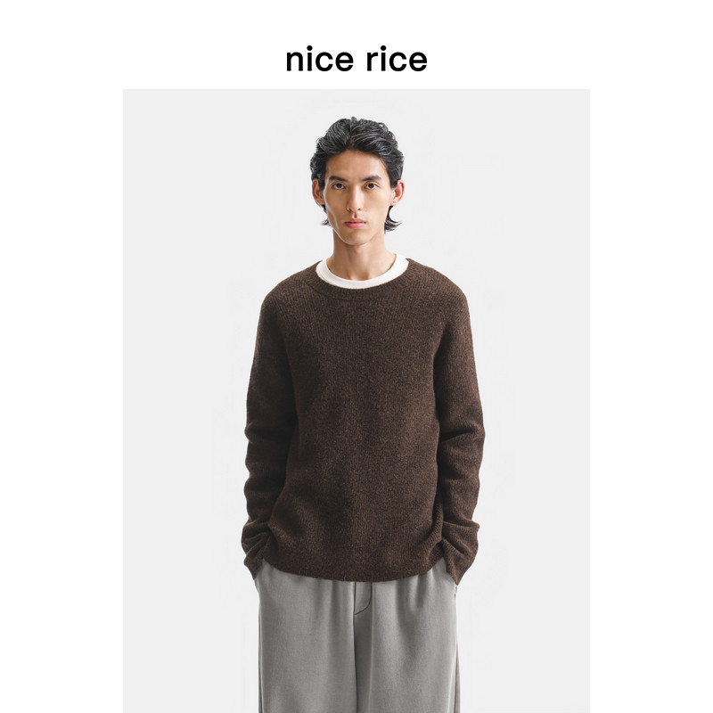 nice rice 25 зимняя новинка из смеси овечьей шерсти и овечьего флиса с круглым вырезом для мужчин NHD05022 Изображение 1