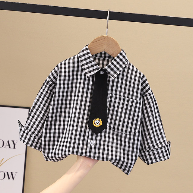 Boys' cotton shirts, thin long sleeves, children's spring and autumn children's clothing, baby tops, baby coats, children's striped shirts