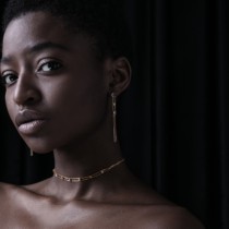 French gemstone 14k injection flow of long earrings feminine Europe and America high - sensitive ear crash appears thin ear decoration