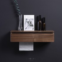 Toilet drawing box wall-mounted sanitary paper towel toilet paper towel toilet paper rack toilet household non-punching storage rack Wood