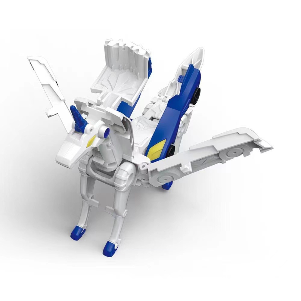 Unicorn penggabungan pelanggaran transformasi ajaib sayap Pegasus kereta melantun robot transformasi magnet tekanan mainan pelepas