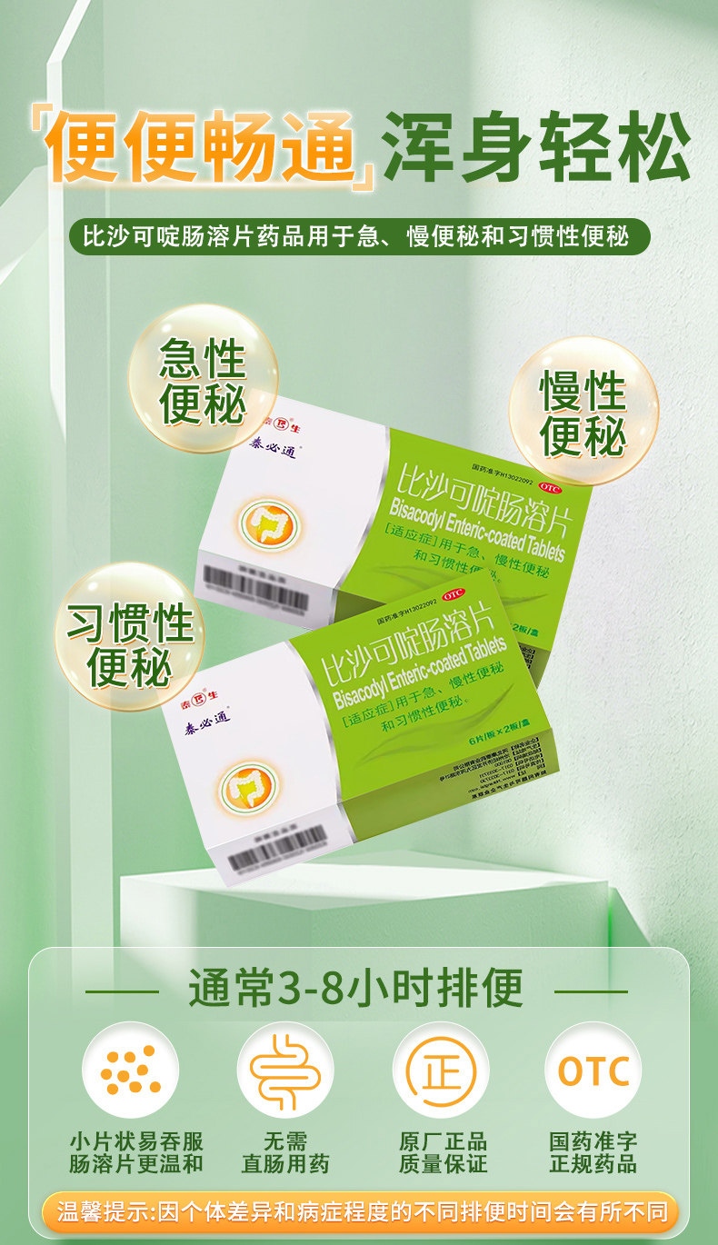 Bisacodyl Enteric Tablets Constipation Laxative Detoxification 12 tablets/box