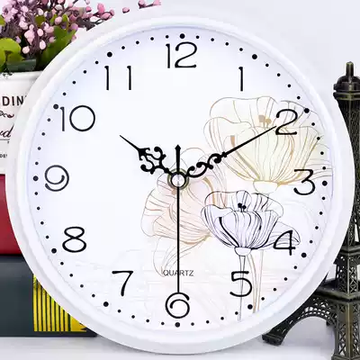 Clock and clock living room European style fashion round atmosphere creative electronic quartz clock home silent clock Wall watch