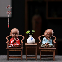 Creative Chinese little monk home furnishings Study living room personality Zen little monk set Decorations Crafts