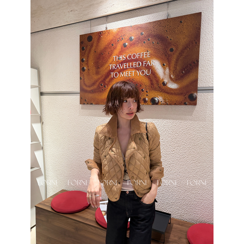 Forni/Yoyo “Old Money Cotton Jacket” Corduroy Patchwork Lapel Quilted Double-Breasted Short Cotton Jacket