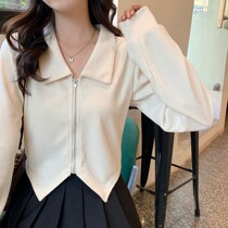 Hourglass Shape Blouse blouses Short length sleeves Long Sleeve Bubble Cuff Irregular Zip Jacket Woman Autumn Winter Fat Mm Inner Lap