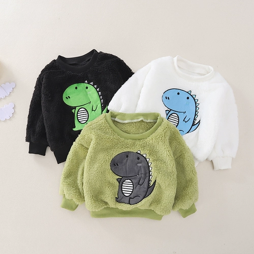 Флисовая толстовка для мальчиков, детское базовое приятное телу термобелье, демисезонный пуховик для раннего возраста, лонгслив, увеличенная толщина, в западном стиле