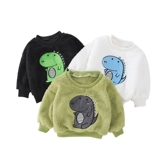 Флисовая толстовка для мальчиков, детское базовое приятное телу термобелье, демисезонный пуховик для раннего возраста, лонгслив, увеличенная толщина, в западном стиле