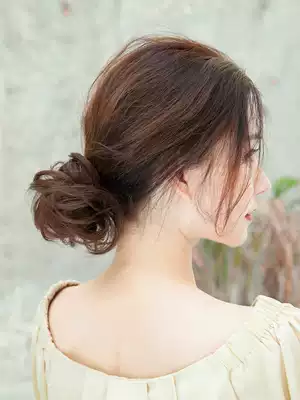 Low ball head wig bag Hairband flower bud real hair natural floral headdress plate hair messy hair style bun