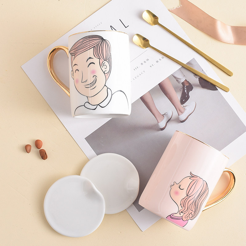 Cute soft sister couple cup a pair of mugs birthday gift ceramic cup creative pair cup home wedding gift