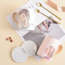 Cute soft sister couple Cup a mug birthday gift ceramic cup creative pair Cup home wedding gift