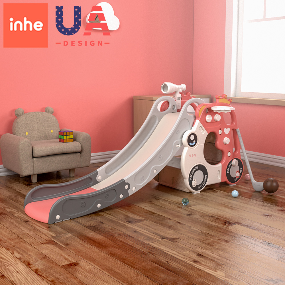 Inhe Children Slide Household Kindergarten Slide can fold multi-function slides inside a small baby slide room