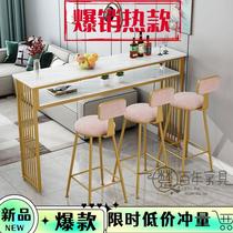 New 2023 bar table double-layer high bar table home cross-bed table removable bar table and chair combination against the wall
