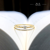 18K Gold Real Diamond Ring Palace Style Diamond Single Diamond Stacking Band Effect Au750 Daily Gift Proposal Female Ring