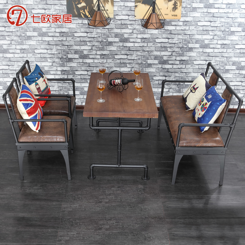 Custom Plumbing Composition Loft Industrial Retro Bar Clubhouse Café Lounge Cotton Linen Fabric Sofa