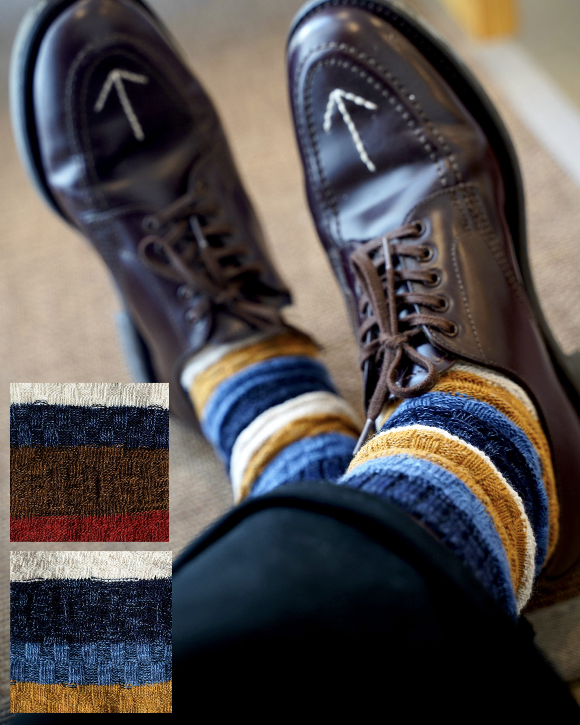 EKVILIBRO Men without bone stitched head pure cotton Coloured rugged panes splicing coarse needles in stockings Sox