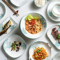 Hipster plate dish household deep plate can be microwave rectangular fish plate simple Japanese tableware set fruit plate